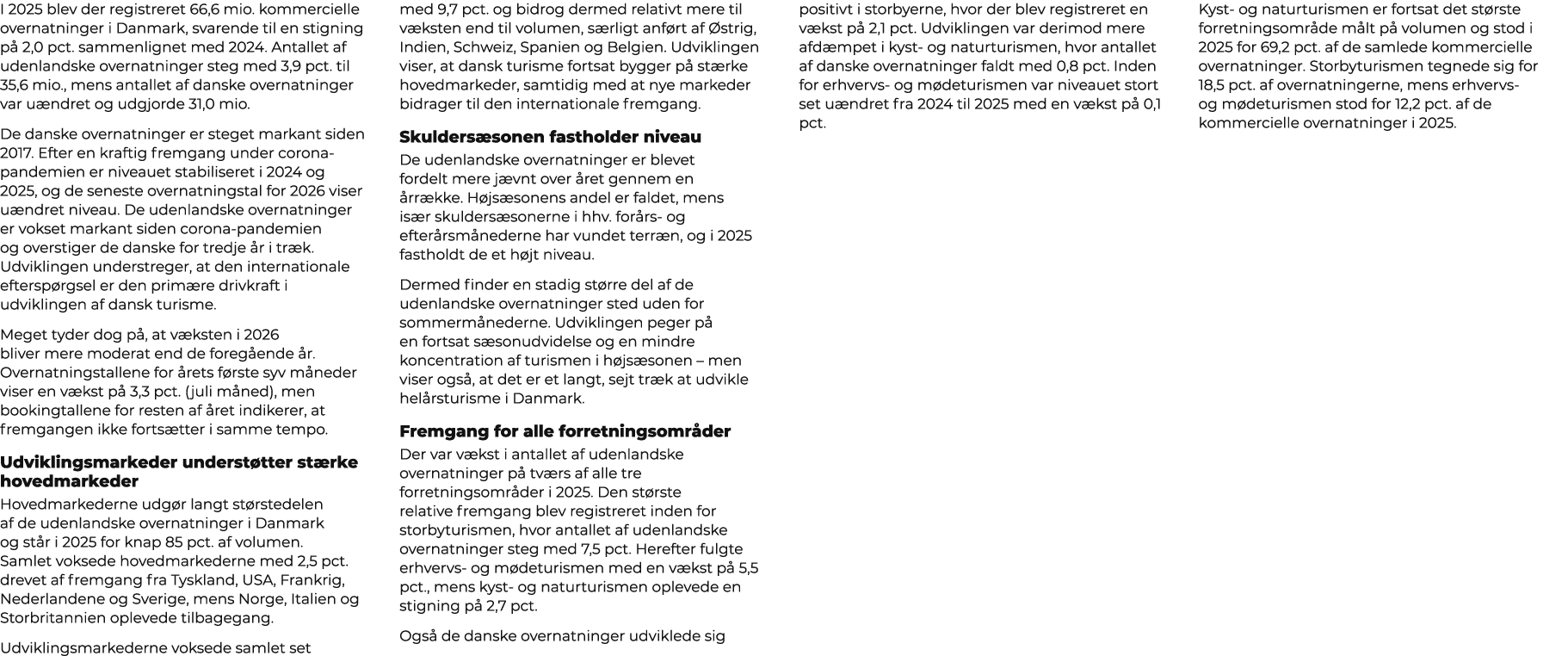 I 2025 blev der registreret 66,6 mio. kommercielle overnatninger i Danmark, svarende til en stigning p 2,0 pct. samm...