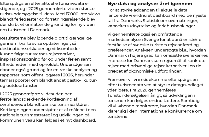 Eftersp rgslen efter aktuelle turismedata er stigende, og i 2025 gennemf rte vi den st rste turistunders gelse til da...