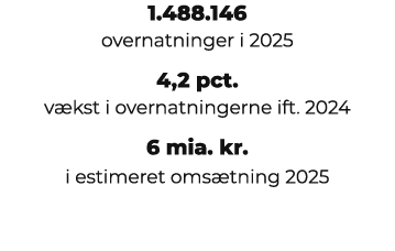 1.488.146 overnatninger i 2025 4,2 pct. v kst i overnatningerne ift. 2024 6 mia. kr. i estimeret oms tning 2025 